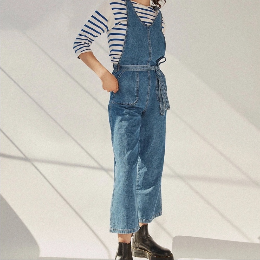 UO BDG open sided denim overalls